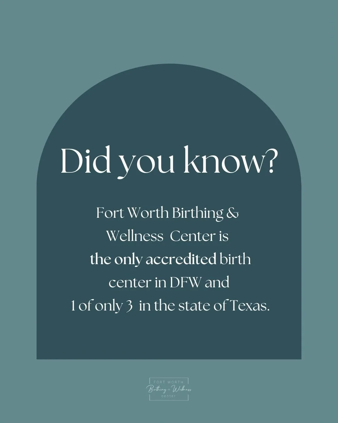 Choosing where you give birth matters&hellip;

Fort Worth Birthing &amp; Wellness Center is proud to be 1 of only 3 accredited birth centers in Texas &mdash; and the only one in the DFW area.

Accreditation means our birth center meets rigorous stand