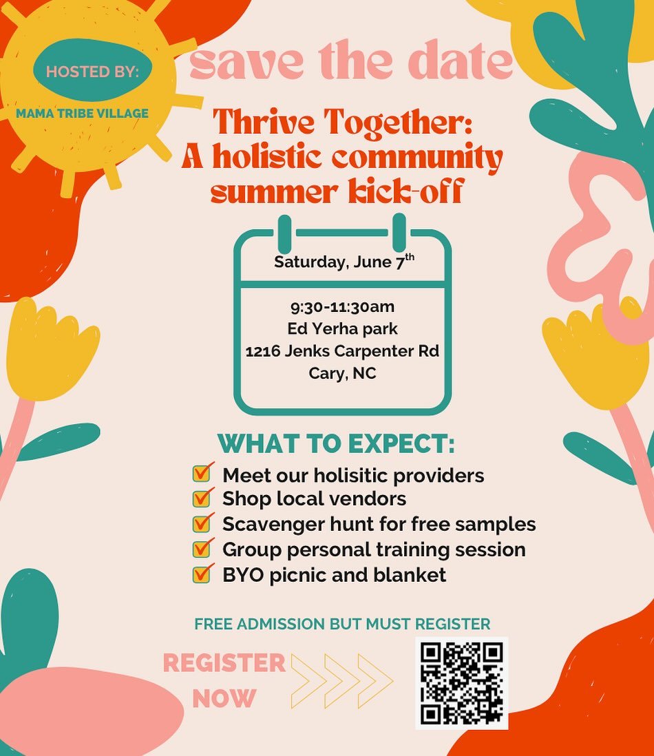 Hey! I'm excited to share that I will be participating in a special community event called Thrive Together on June 7th and I'd love for you to join! You will be able to meet &amp; greet some of Mama Tribe's holistic providers, shop local vendors, and