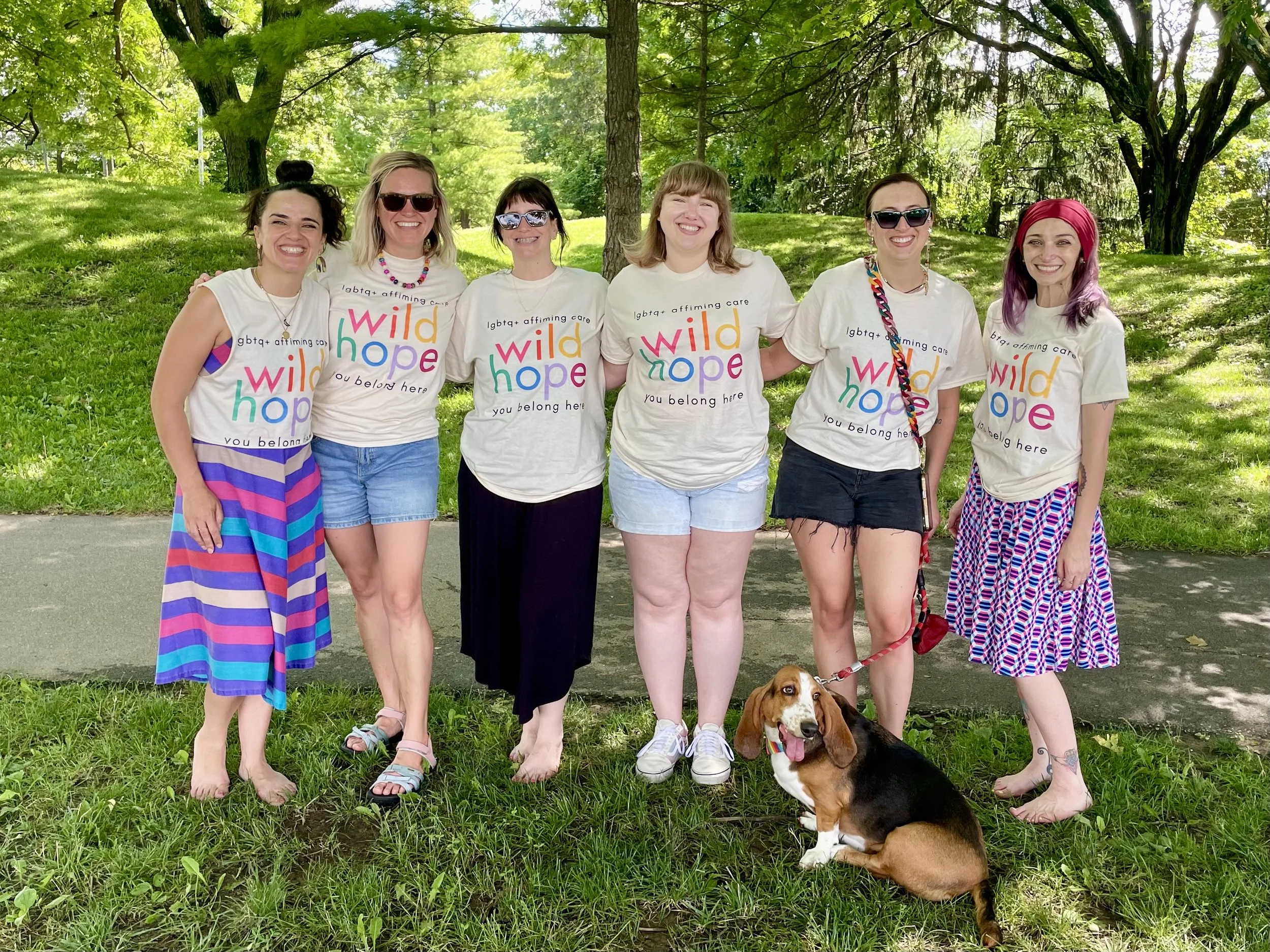 Six Wild Hope Thearpy clinicians attending Upper Arlington's Pride Festival in 2026.