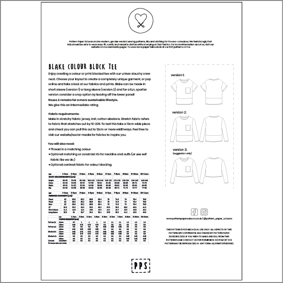 Blake Tee - Paper Pattern — Pattern Paper Scissors