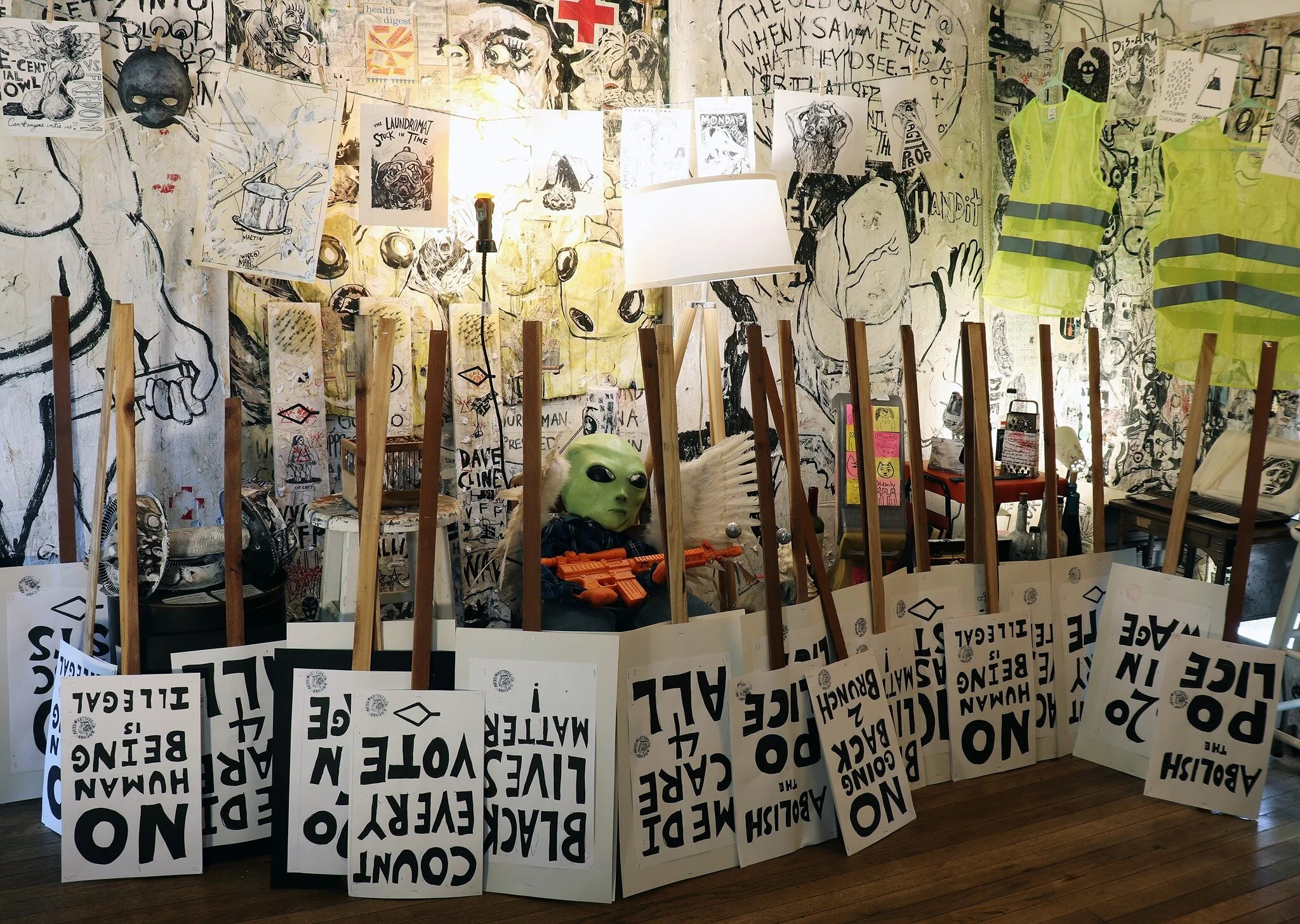 Making Protest Signs at the Born Again Labor Museum (November 3, 2020)