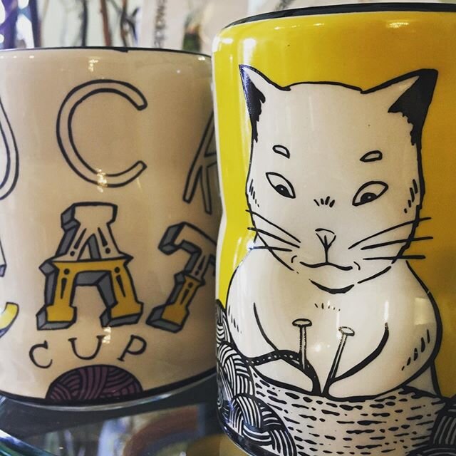 Lucky Cat Cup by @bowlmaker.carylane  Cary dropped of her new designs just before we all dispersed for social distancing. So hard to have these and not be able to share these in person. #luckycup #cat #luckycat #localartist #supercool #ceramics #vash