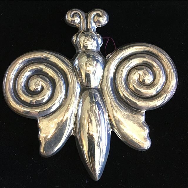Taxco Silver pin/ pendant. Butterflies 🦋 always mean summer is on its way. #taxco #taxcosilver #madeinmexico #handmade #butterfly #sterlingsilverjewelry #vashon #vashonisland #kronosvashon #shopvashon