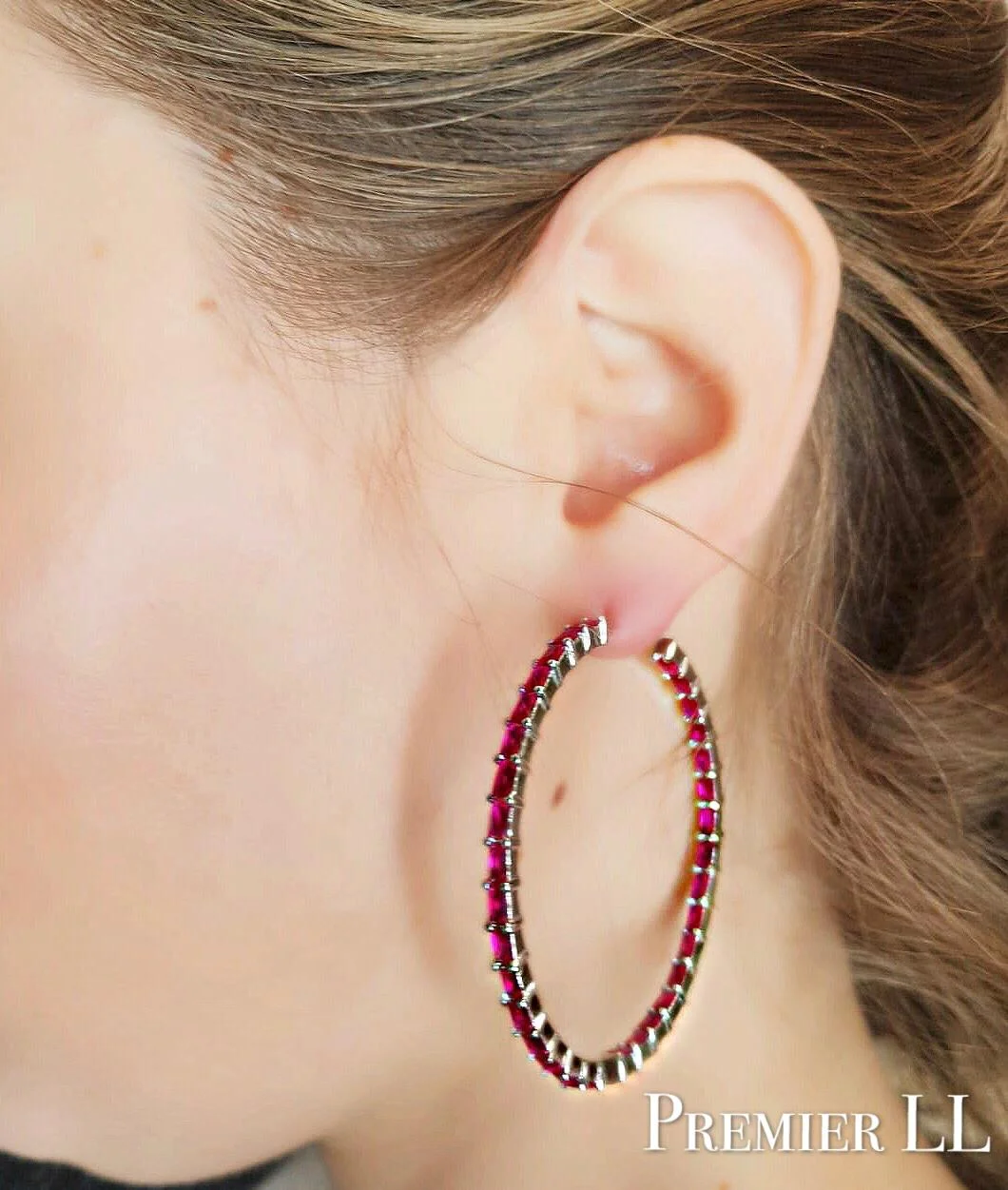 Colorful Baguette Hoop Earring