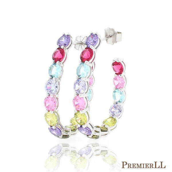 Round CZ Hoop Earrings