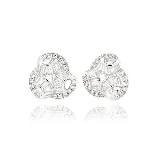 Swirl Baguette Stud Earrings