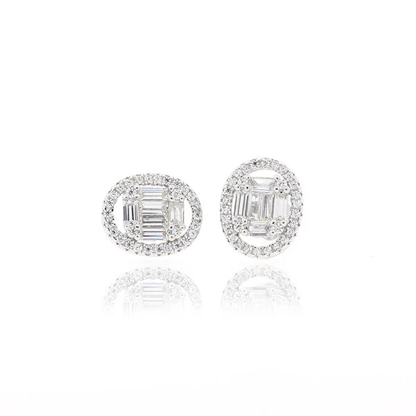 Oval Baguette Stud Earrings