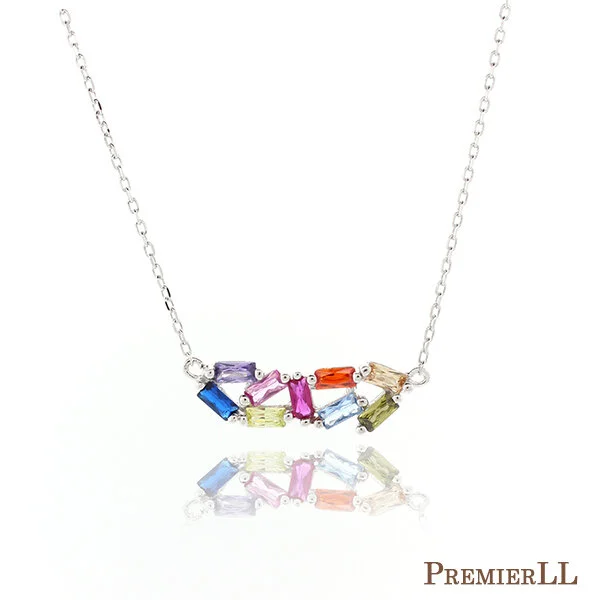 Interloping Multicolored Baguette Necklace 
