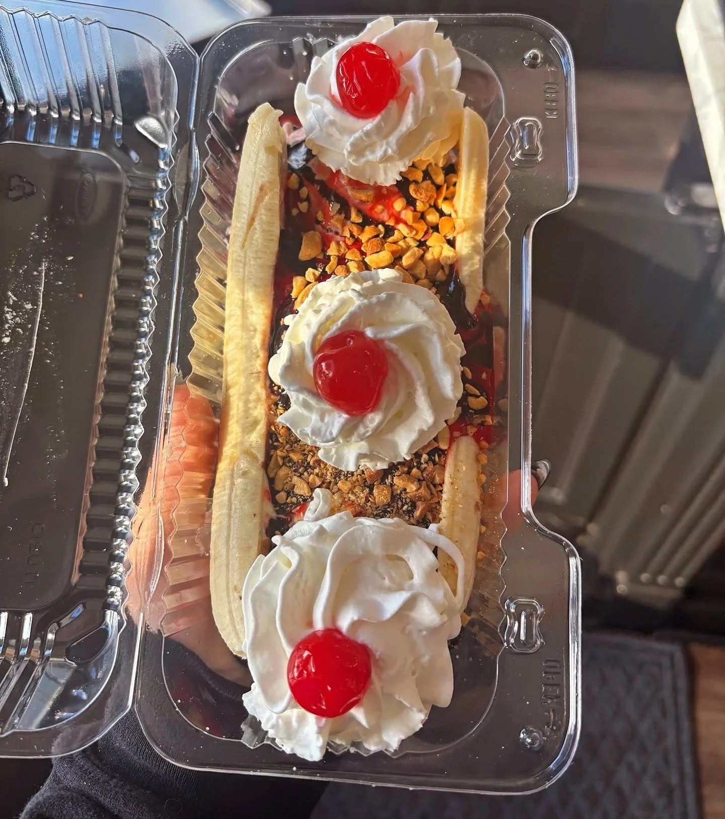 You heard it here first...NOW SERVING --&gt;

Banana Splits! 
&bull; small or large (aka kids scoops or single scoops of ice cream)
&bull; vanilla, chocolate, strawberry ice cream
&bull; any 3 toppings 
&bull; whip &amp; cherry

Summer could never of