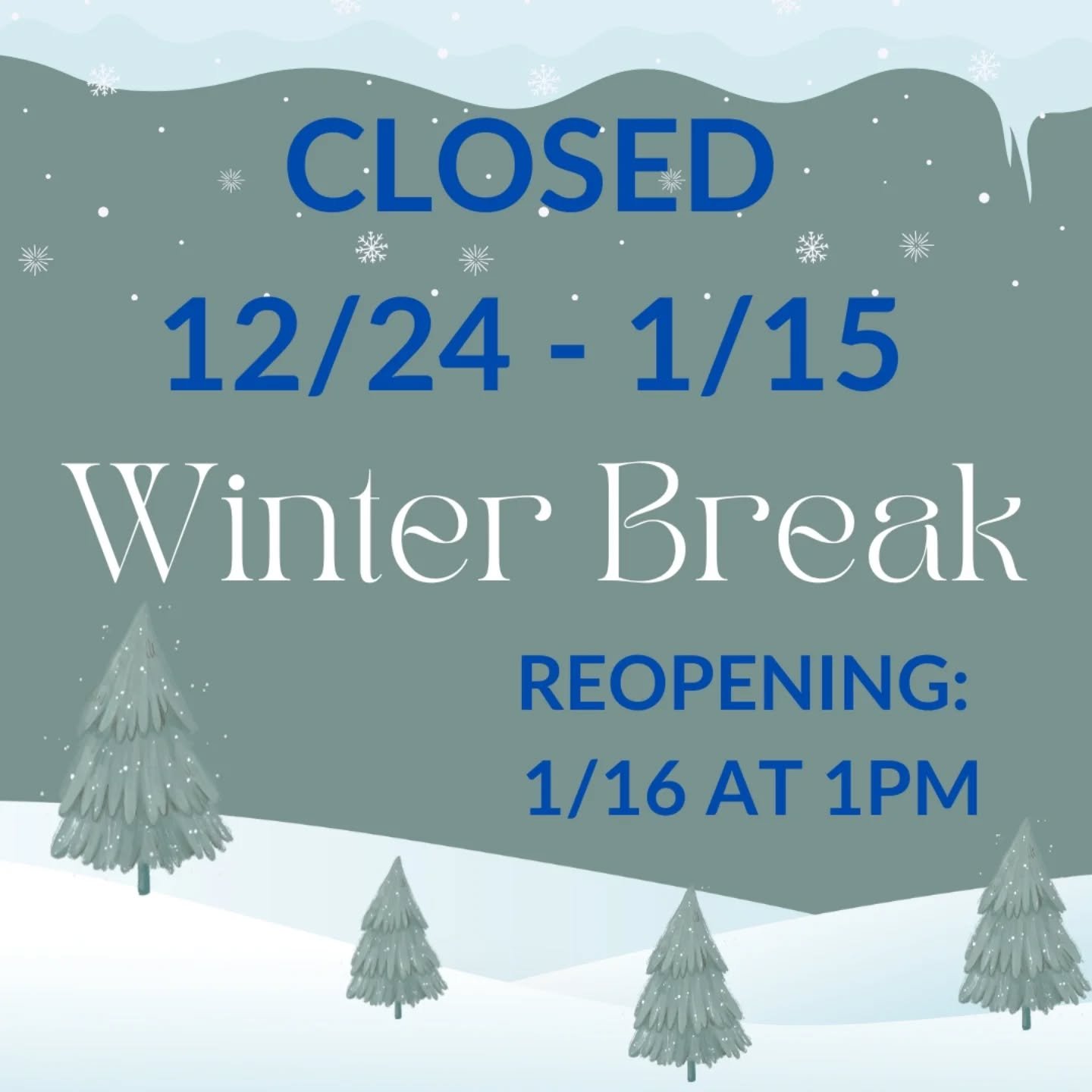 Winter break begins NOW! 
Rest isn't a reward, rest is part of any successful plan ❤️. 

It was a wonderful year with y'all - whether you visited, shared, liked, worked here, reviewed, suggested to a friend...we appreciate it all!! Thank you for bein