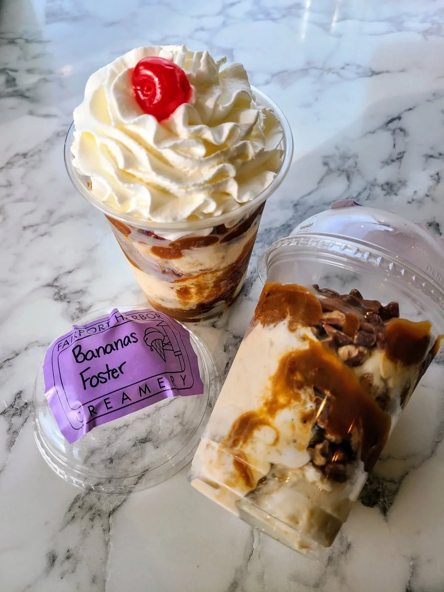 Maybe we need to bring back our bananas foster ice cream for a little nostalgic moment?!

BANANAS FOSTER SUNDAE
&bull; layers of banana cream pie ice cream + toasted pecans + house cinnamon caramel drizzle, with a hint of dark rum (cooked out, kid fr