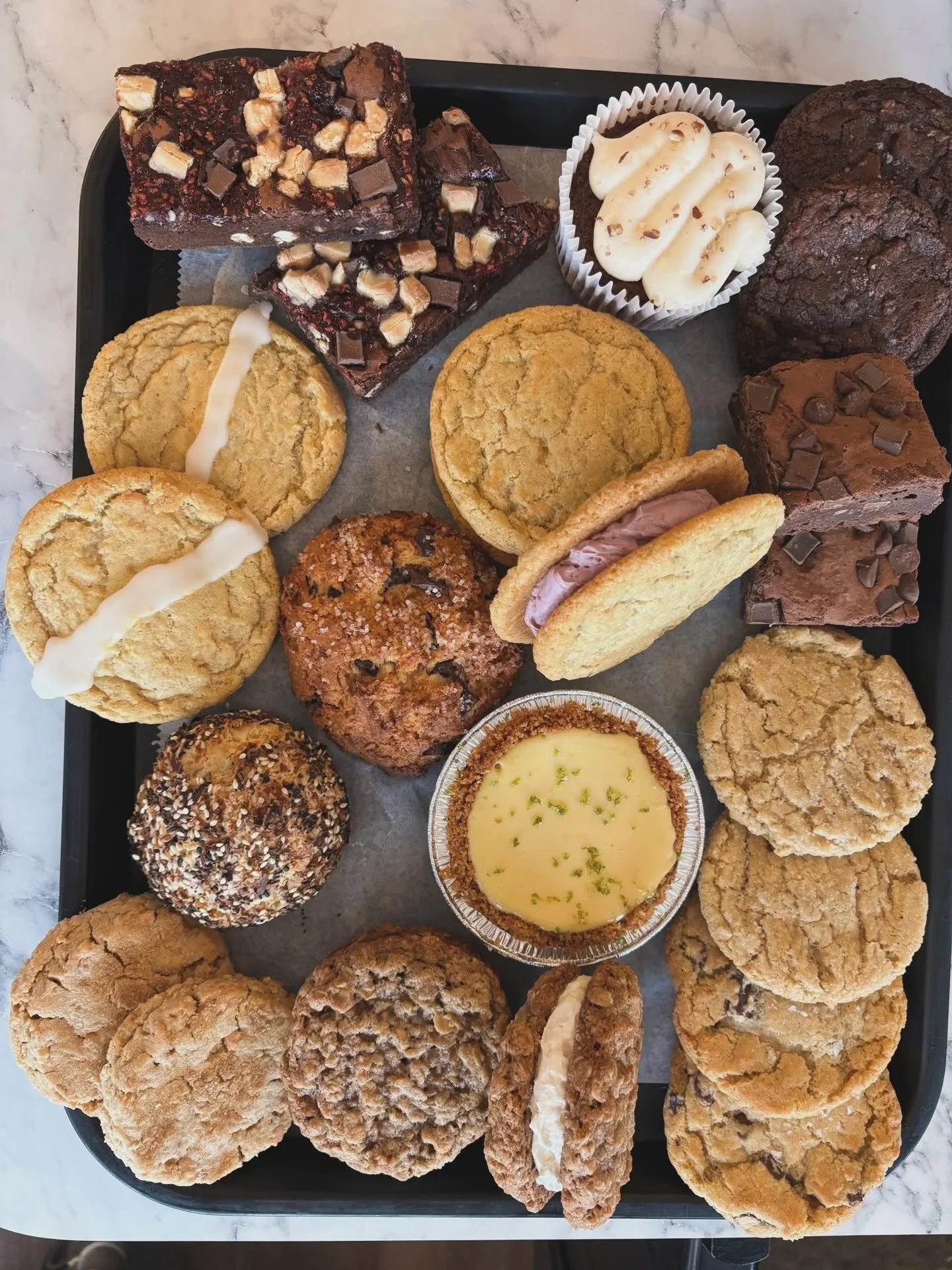 Bakery goods will start slowly disappearing for summer...at some unknown point...when we have too many ice cream things to make.
We're committing to cookies, brownies &amp; creme pies this year!

For now -- plenty of goodies!
&bull; oatmeal creme pie