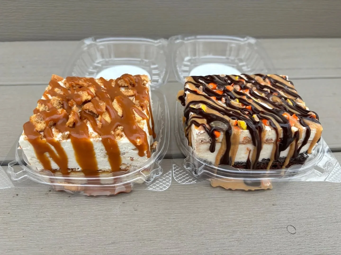 We ran out for a second last night butttttt, they're back!
Ice cream cake slices, in the freezer now! -->

&bull; BANANA CREAM PIE - vanilla cake, house caramel/crunch layer, banana cream pie ice cream, house caramel &amp; Nilla wafer toppers

&bu