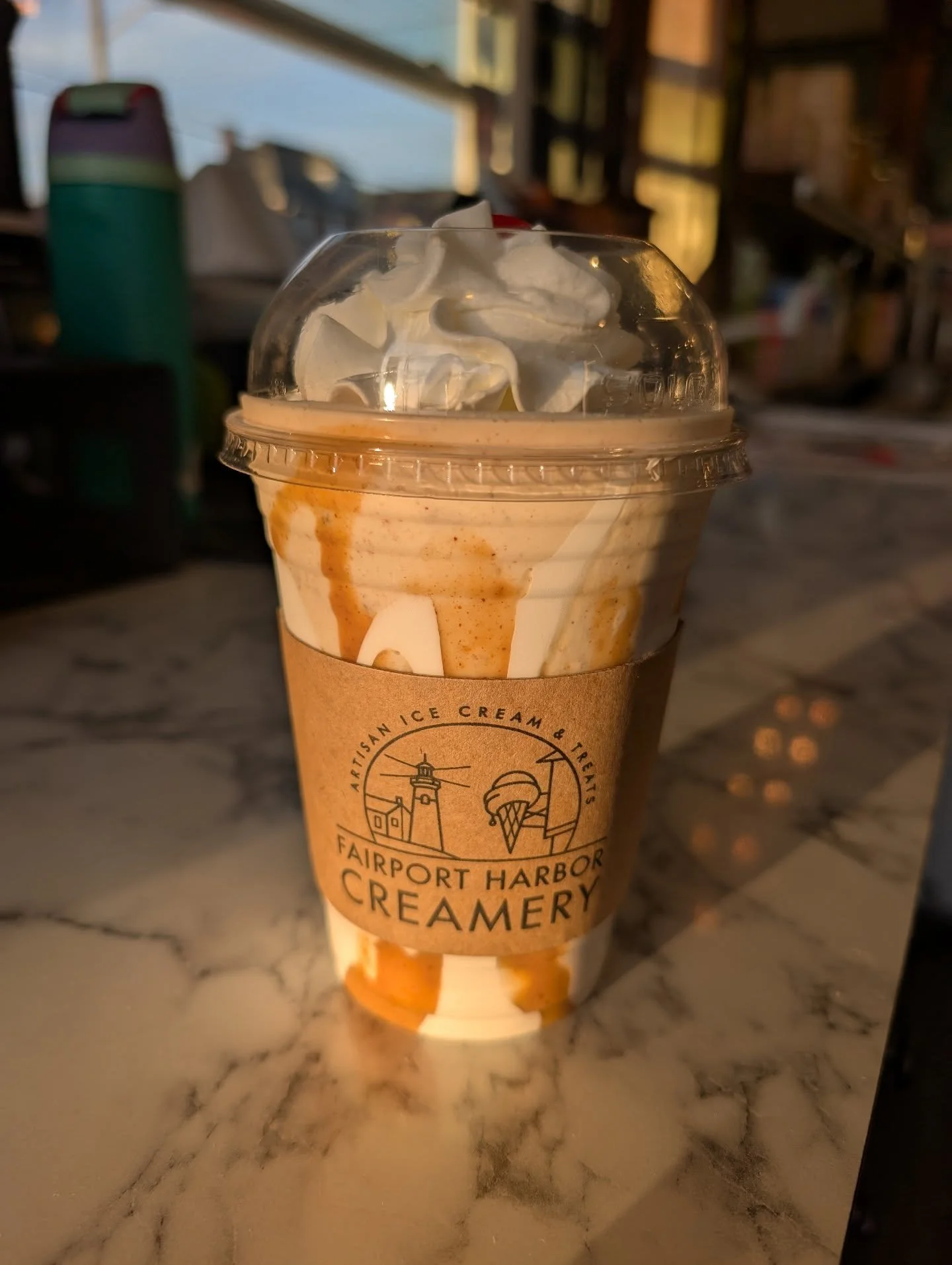 Golden hour the other night 😍.
Featuring - someone's fluffernutter shake request: vanilla bean shake with peanut butter &amp; marshmallow in it and rimming it

Get your Mother's Day orders in! www.toasttab.com/fairport-harbor-creamery 

A slight upd