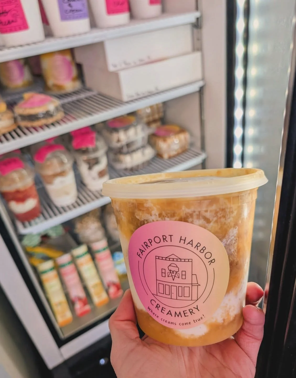 Anyone else running the Monday marathon of all the things?
Prepping for Mother's Day weekend and making sure we have enough goodies for you to come grab something for your weekend.

FEATURING - Peach Crumble 24ozer - layers of vanilla bean ice cream,