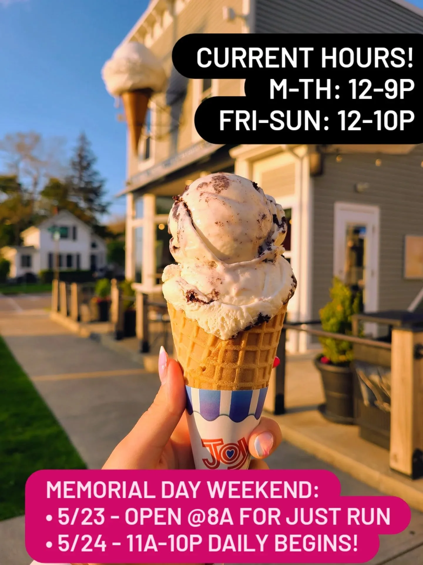 I can smell it, taste it, schedule it, imagine it, hire for it....just can't quite feel it yet.
Promise summer is coming! Here's a look at May hours.

📍206 next door will reopen for all things mini golf, sodas &amp; shaken lemonades on 5/22! ⛳🥤🍋 

