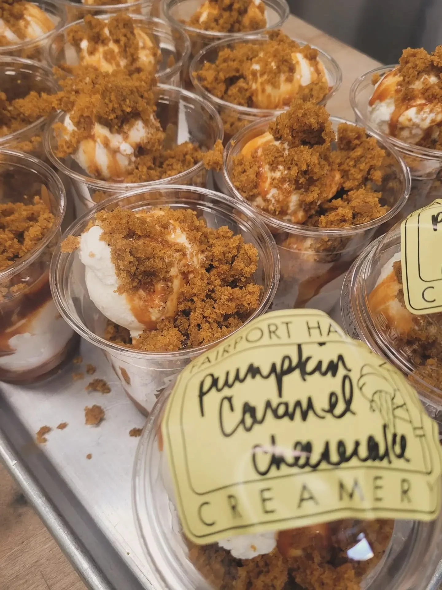 OPEN!!! Work got finished, we got cleaned up and we're ready for ya!

Oh and say hello to a new sundae bc Sept 1 --
PUMPKIN CARAMEL CHEESECAKE
&bull; layers of vanilla cheesecake ice cream + house pumpkin cake crumbles &amp; our house caramel drizzle