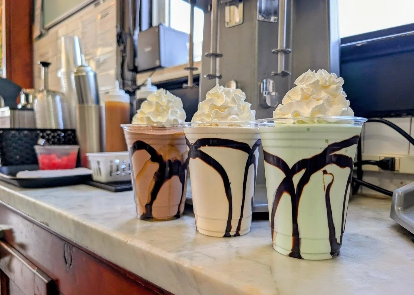 A powerful trifecta. All 3 of our staple boozy shakes, ice cream already infused with alcohol, ready to help your Labor Day Sunday be the best it can be.

Or perhaps ,you're building your own boozy shake? Come get creative!

Open 12-9 daily, includin