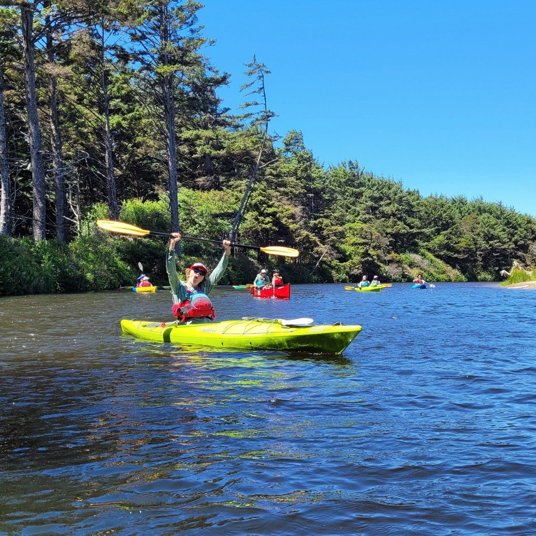 The sunny weather this weekend has got us thinking about summer!

Psst&hellip;summer trips are up on our website at awloutdoors.org/communitytrips! 

Image Description: A person in a kayak on a sunny day wearing a P-F-D, sunglasses, and a hat holds t