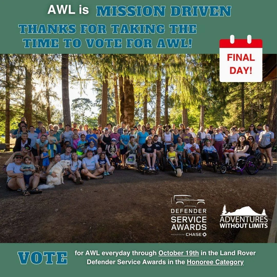 THIS IS NOT A DRILL!

Today is the final day to vote for AWL and help us win $30,000 and a Land Rover Defender 130 to support our accessible programming. Voting ends at 9:00pm PST today!

Vote for AWL at the link in our bio!

Photo by Elise Haverland