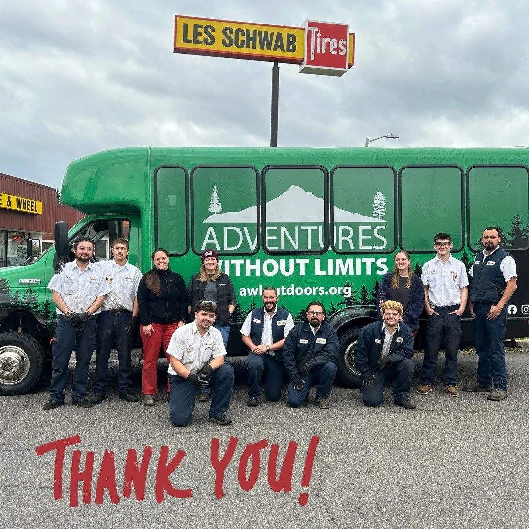We&rsquo;re all decked out with a new set of tires!

As part of @lesschwabtires' Tires for Purpose program, we received brand new tires for our lift-compatible mini-bus, Doug! This donation will enable us to continue offering accessible transportatio