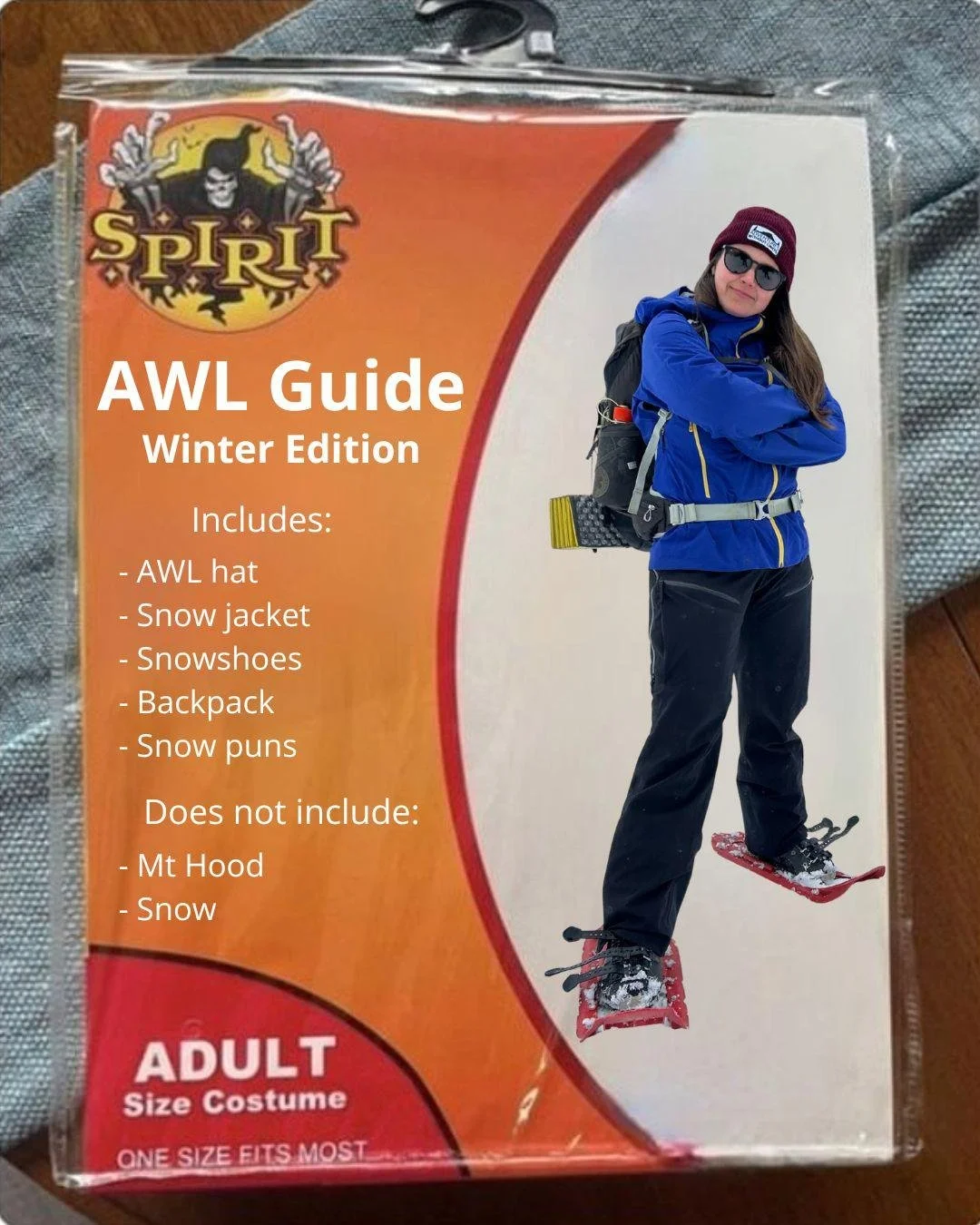 Looking for a last minute costume? We've got you covered!

If you've been on a trip with us, there's a good chance you've seen one of these very cool costumes in person! 

Image Description: 1) Photoshopped orange and white cover of a Spirit Hallowee