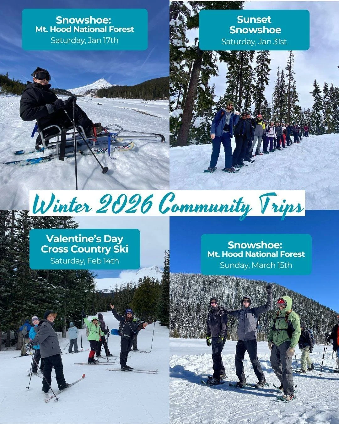 Our winter Community Trips are scheduled and up on our website! 

Community Trips are designed to be inclusive and accessible and are open to everyone. We provide all the gear - and the occasional hot drink at the end of the day!

Sign up today at th