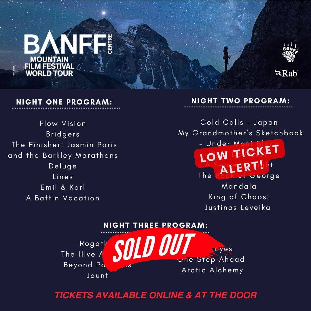 It's the first night of the @banffmountainfestival in Portland! Tickets are still available online or at the door at @revolutionhall. Doors open at 6, show starts at 7pm.

BUY TICKETS AT THE LINK IN OUR BIO!

Image Description: The Banff Centre logo 
