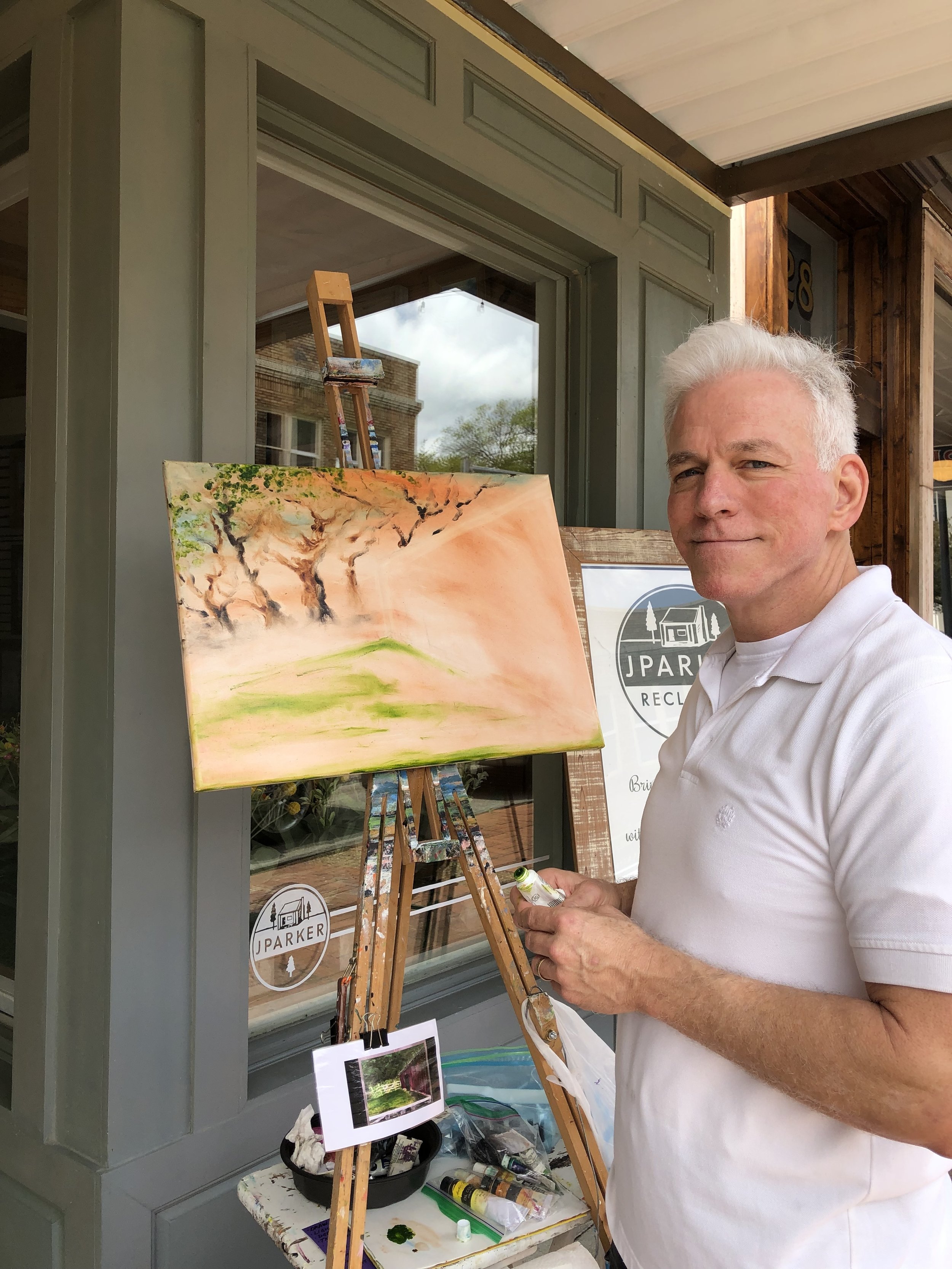 Spent the afternoon in front of an art/furniture galley in my town.  Didn’t get a lot of painting done, but met a lot of great people from around the country.