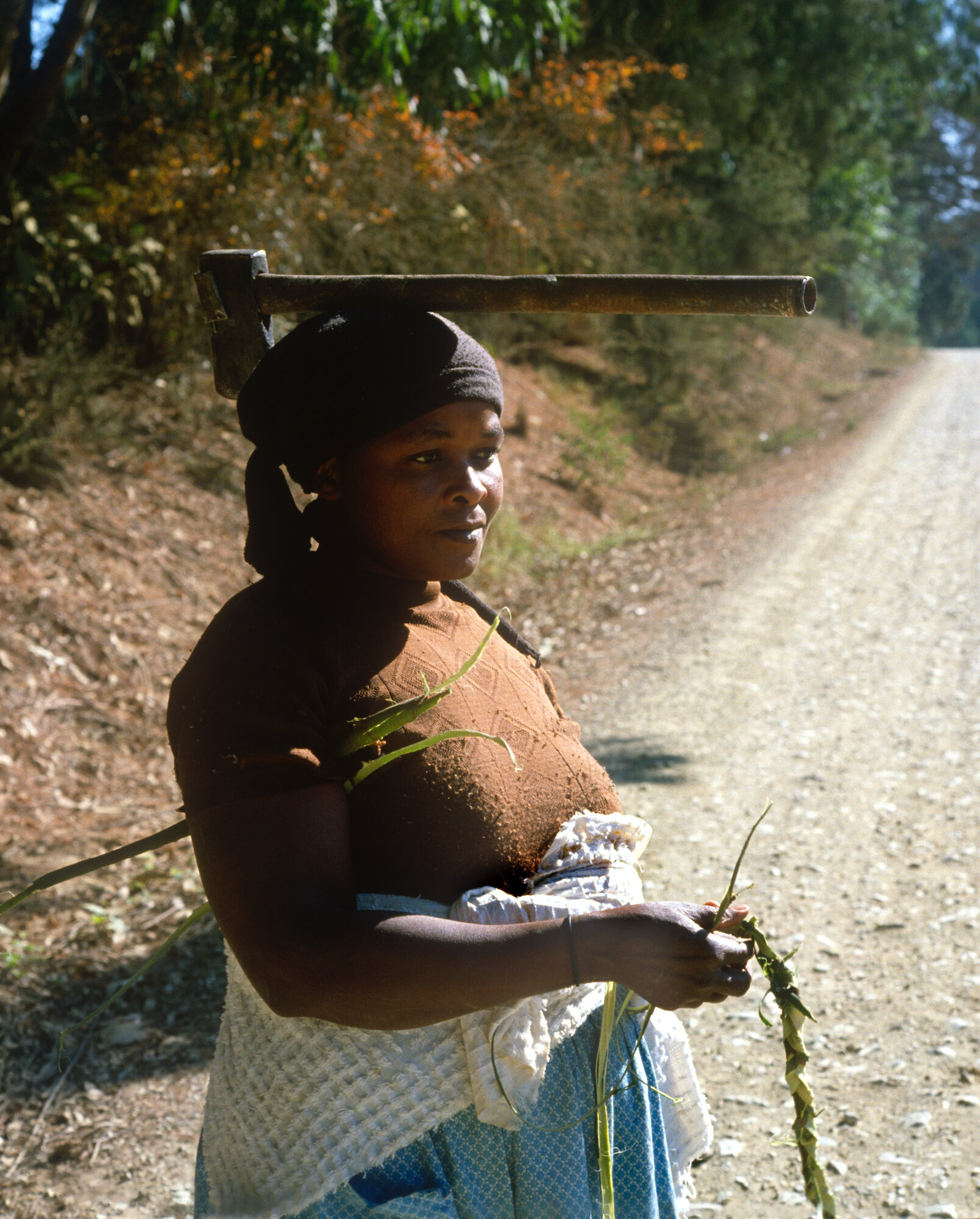 Woman carrying ax and weaving grass, KwaZulu-Natal.jpeg