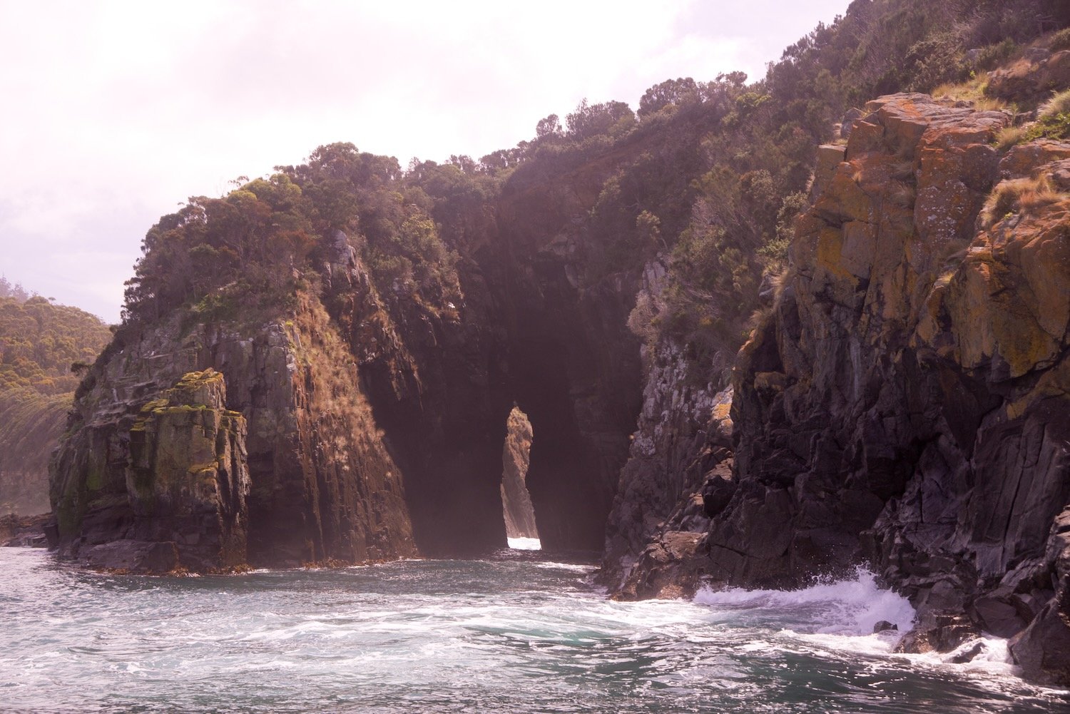 Bruny Island sea tunnel and cliffs