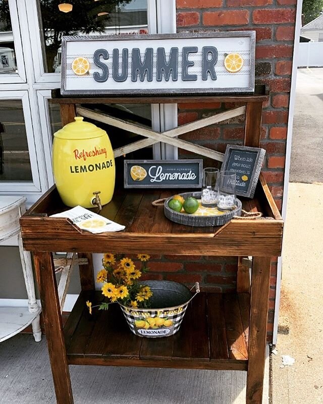 Ultimate Lemonade Stand!! Also makes a awesome bar for those backyard parties. Come check it out. We&rsquo;re open today and tomorrow from 11-4. 😊