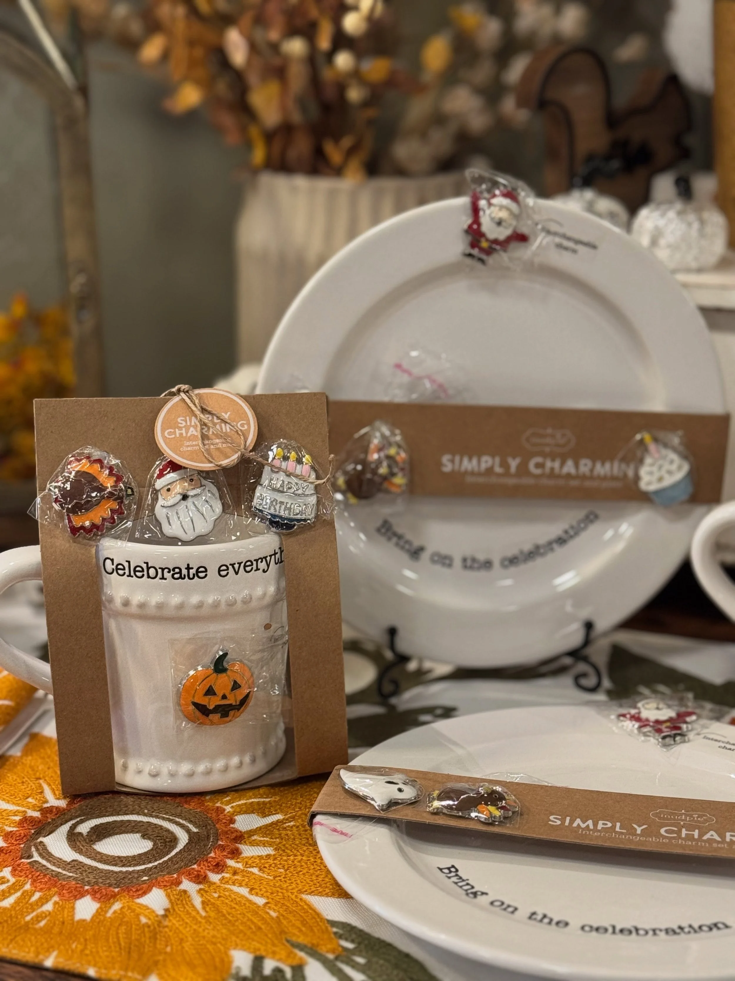 One mug, one plate&hellip; SO many reasons to celebrate! ✨☕️🍽️
With interchangeable icons for every holiday &amp; season, these cuties are made to be enjoyed all year long! 🎃🎅🏻🦃🎂&hellip;.And, they make the sweetest gift! 💕

📍441 Main Street, 