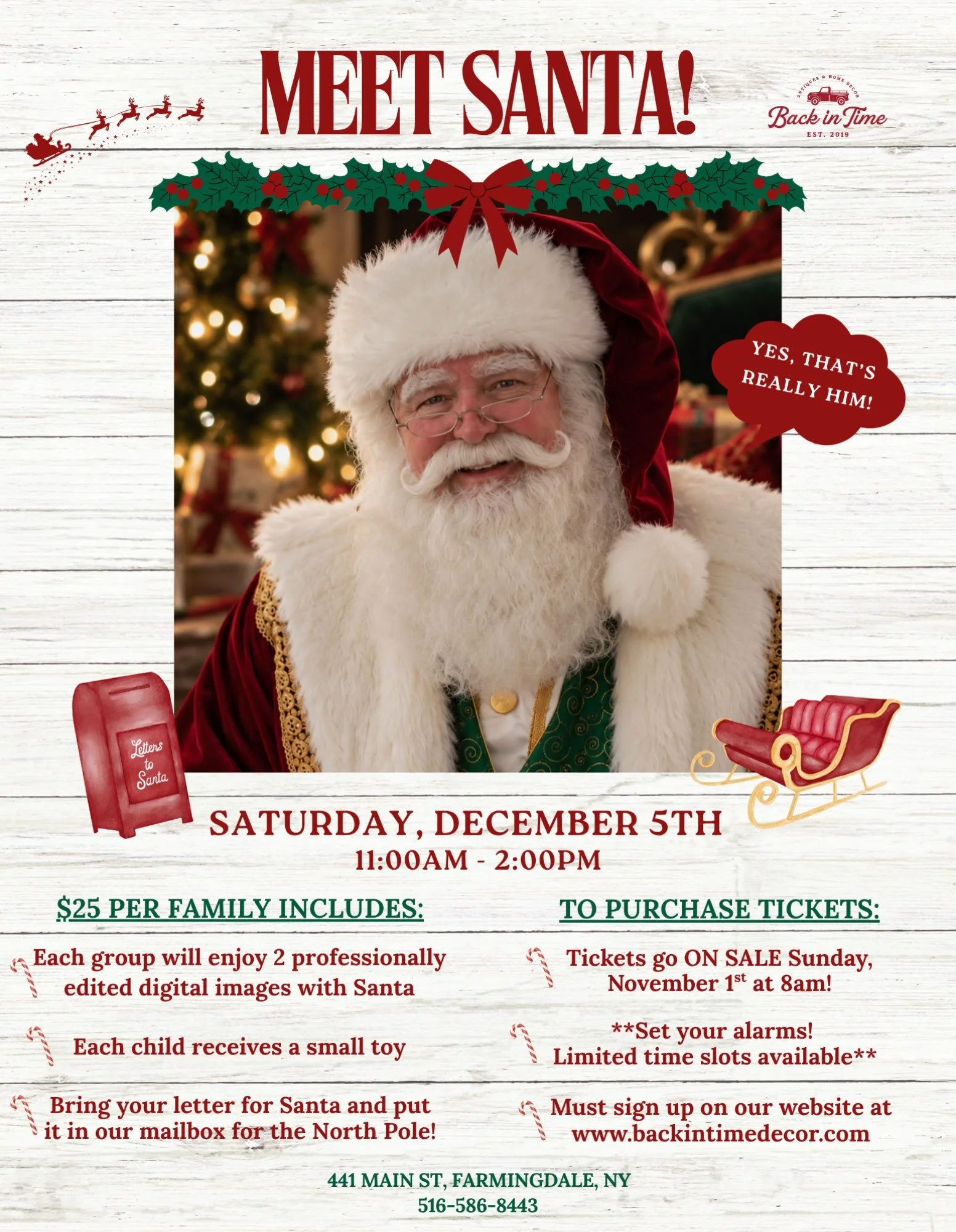 🎅🏻🎄 HE&rsquo;S COMING TO BACK IN TIME&hellip; AND YES, THAT&rsquo;S REALLY HIM! ❤️✨

Get ready for some Christmas magic! Join us for MEET SANTA and make memories your family will treasure! 🎁📸

🎄 Saturday, December 5th | 11 AM&ndash;2 PM
📍 441 