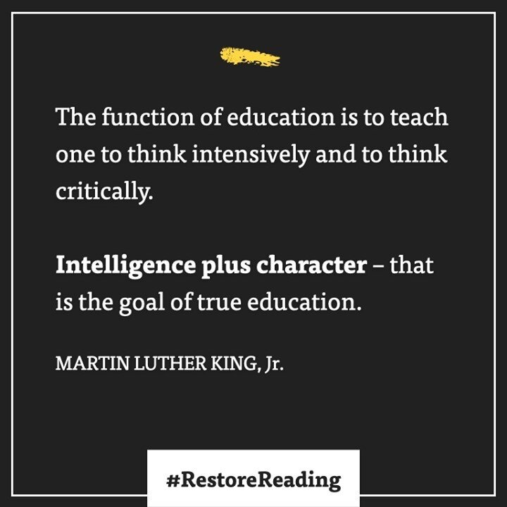 Intelligence + character⁠
⁠
⁠
#RestoreReading #education #homeschoolmoms #homeschool #bookstagram #newmom #newdad