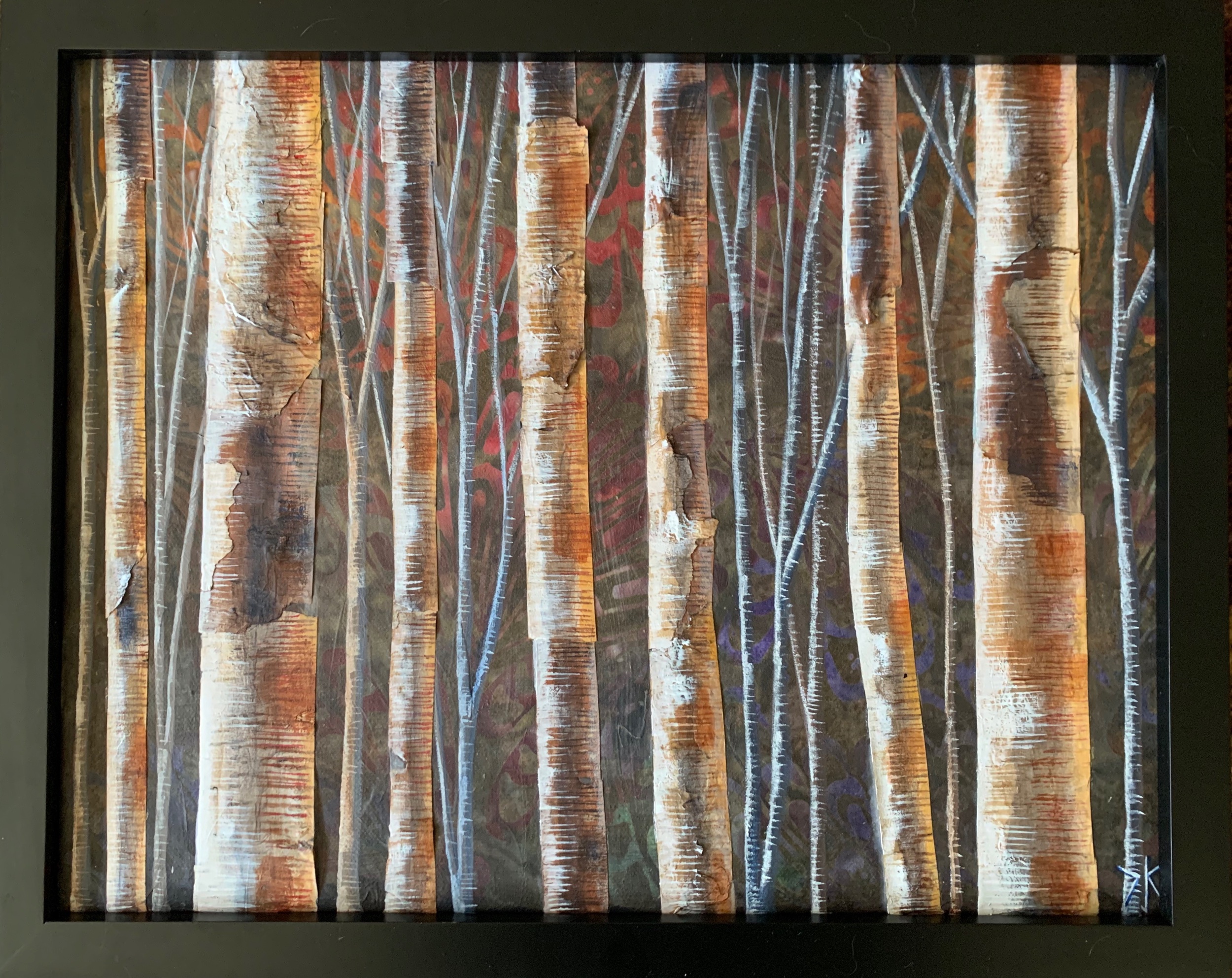  Sold Mixed Media: birch bark and acrylic on fabric. 11” x 14” 
