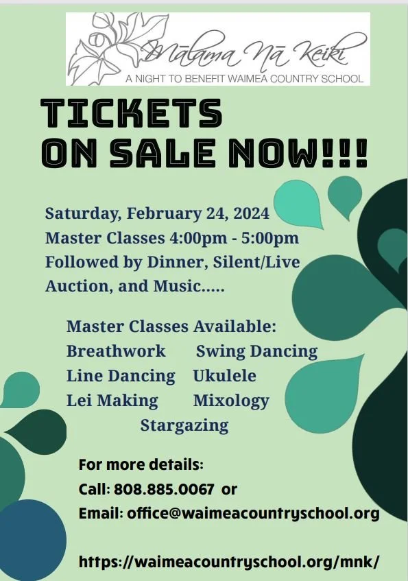Waimea Country School - Malama Na Keiki Benefit including Master Classes