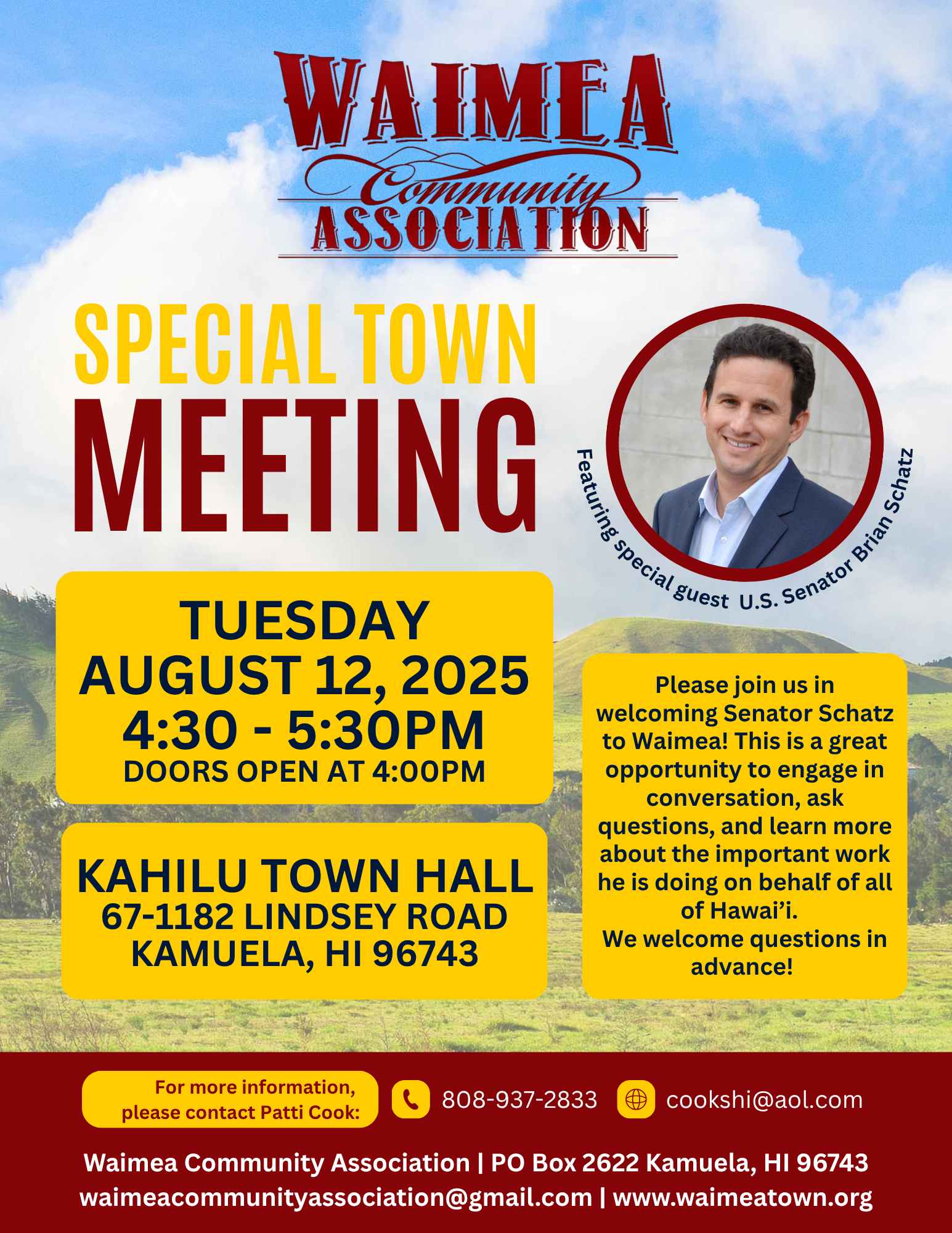 Waimea Town Meeting with Special Guest US Sen. Brian Schatz