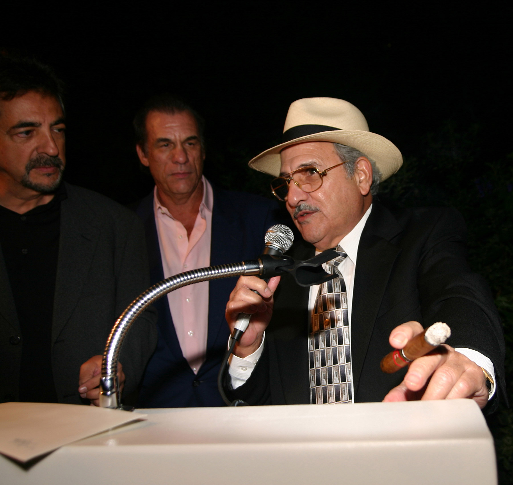 Carlos Fuente Sr. with Joe Mantegna and Robert Davy at the 2006 God of Fire Charity Dinner