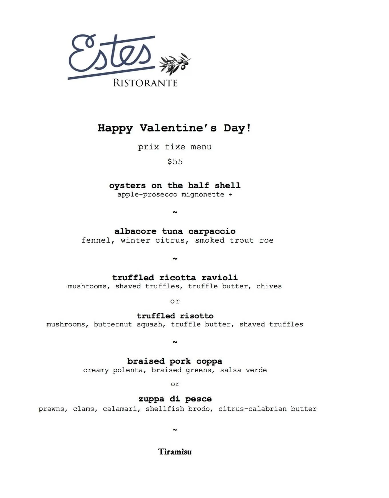 Ciao Regazzi! Peep Our Valentine&rsquo;s Day Menu - we&rsquo;re excited for this weekend. Saturday bookings are quite full, but we&rsquo;re also offering this same menu on Friday as well, and we still have room available! The the reservations link in