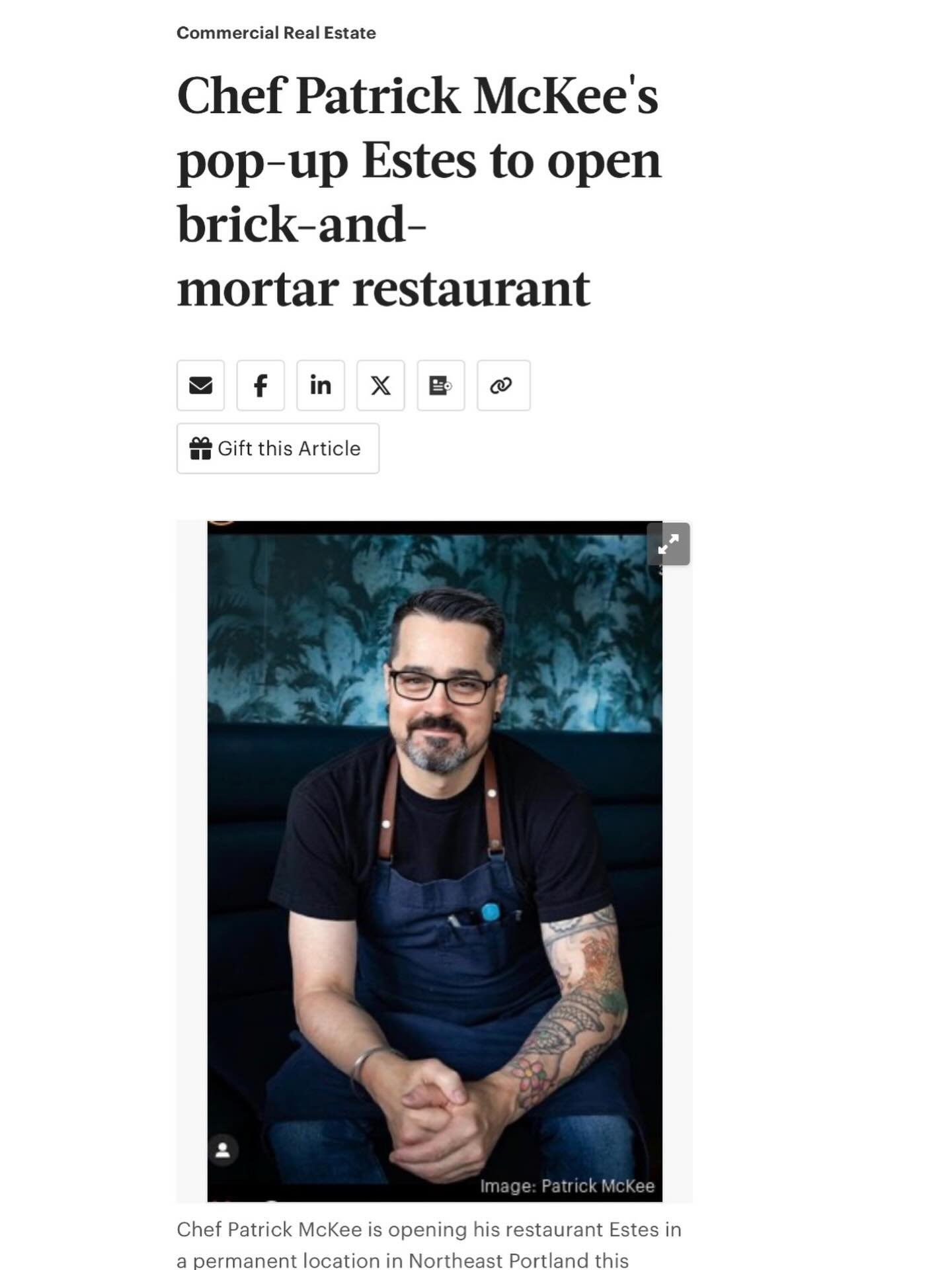 Big Thank You to @portlandbusinessjournal and Malia for the interview on our new brick &amp; mortar! We are so very excited and grateful to be able to continue hosting and cooking for you all in our new home! 

🤌🏻 Link in Bio 🤌🏻