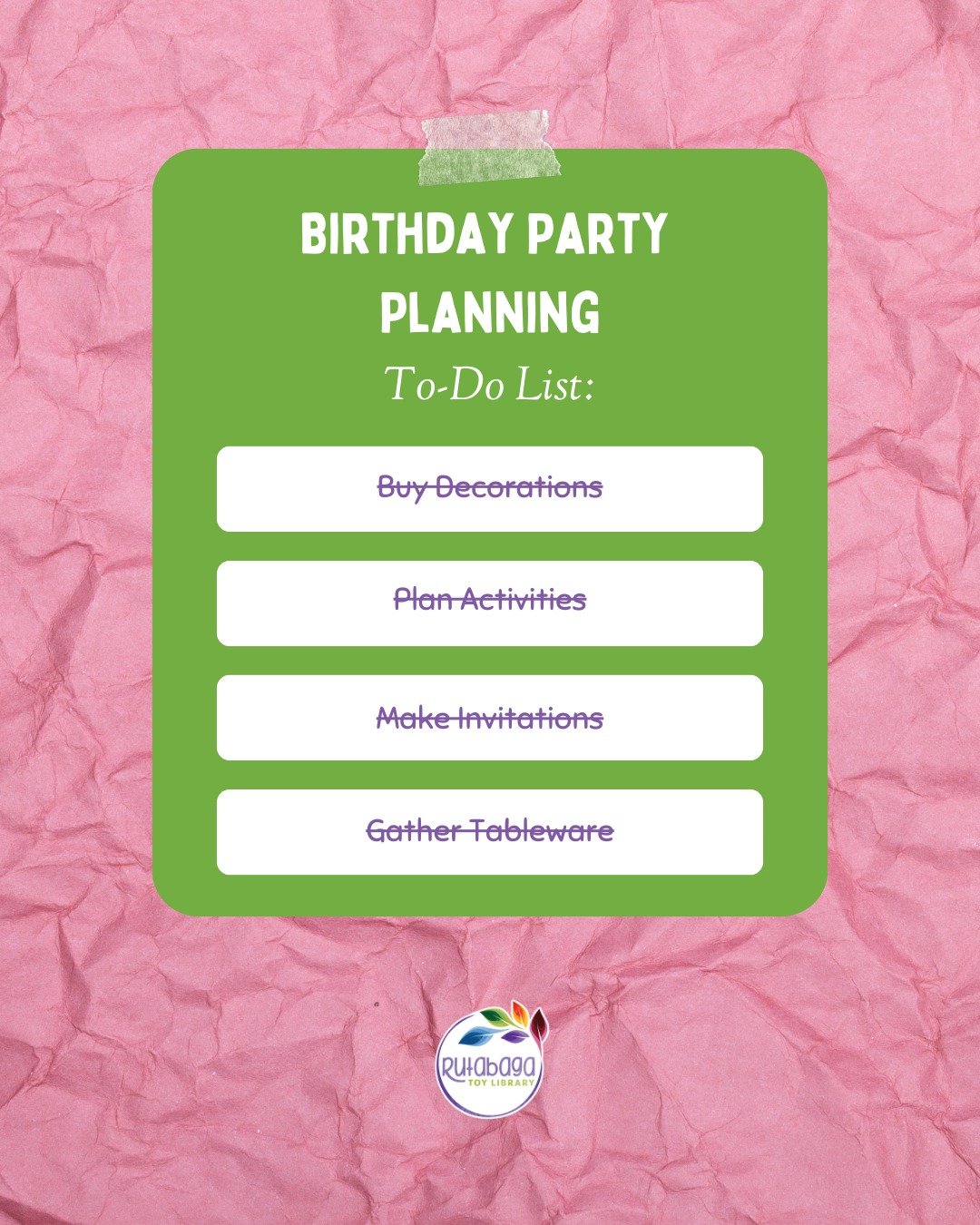 Let us check everything off your planning list!

We make party planning easy and eco-friendly. Our zero-waste birthday parties include handmade decorations, reusable dishware, built-in party favors, and a hands-on Eco-Play Activity that kids will lov
