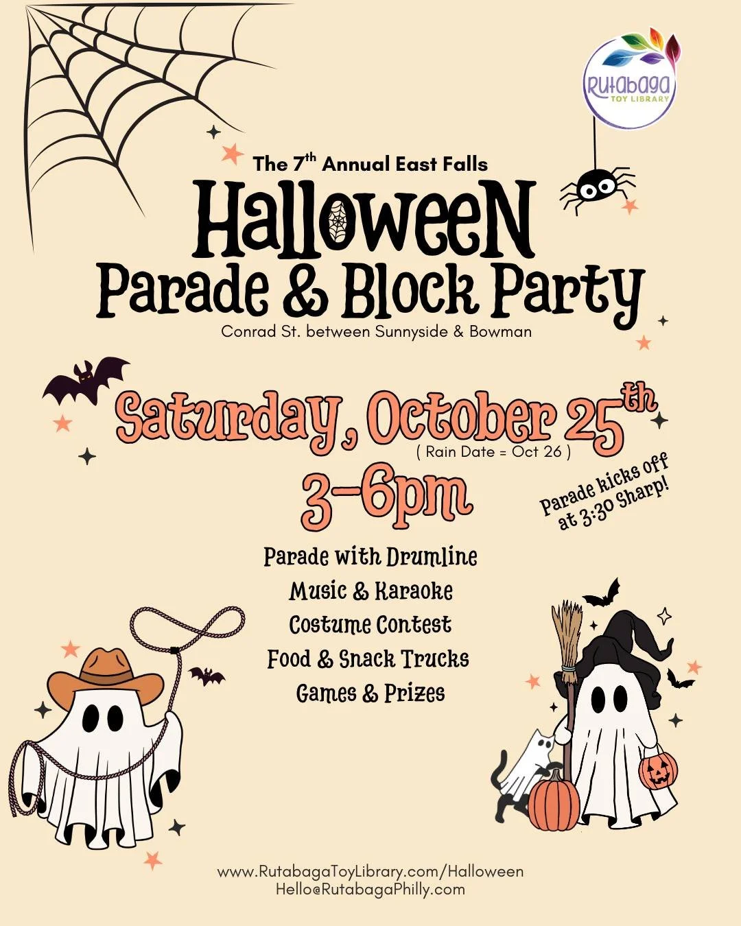 🎃👻 Spooky season is coming... and so is our 7th Annual East Falls Halloween Parade &amp; Block Party! 🦇🎉 Hosted by Rutabaga Toy Library, this beloved neighborhood tradition brought out 500+ ghouls and goblins last year&mdash;and we&rsquo;re going