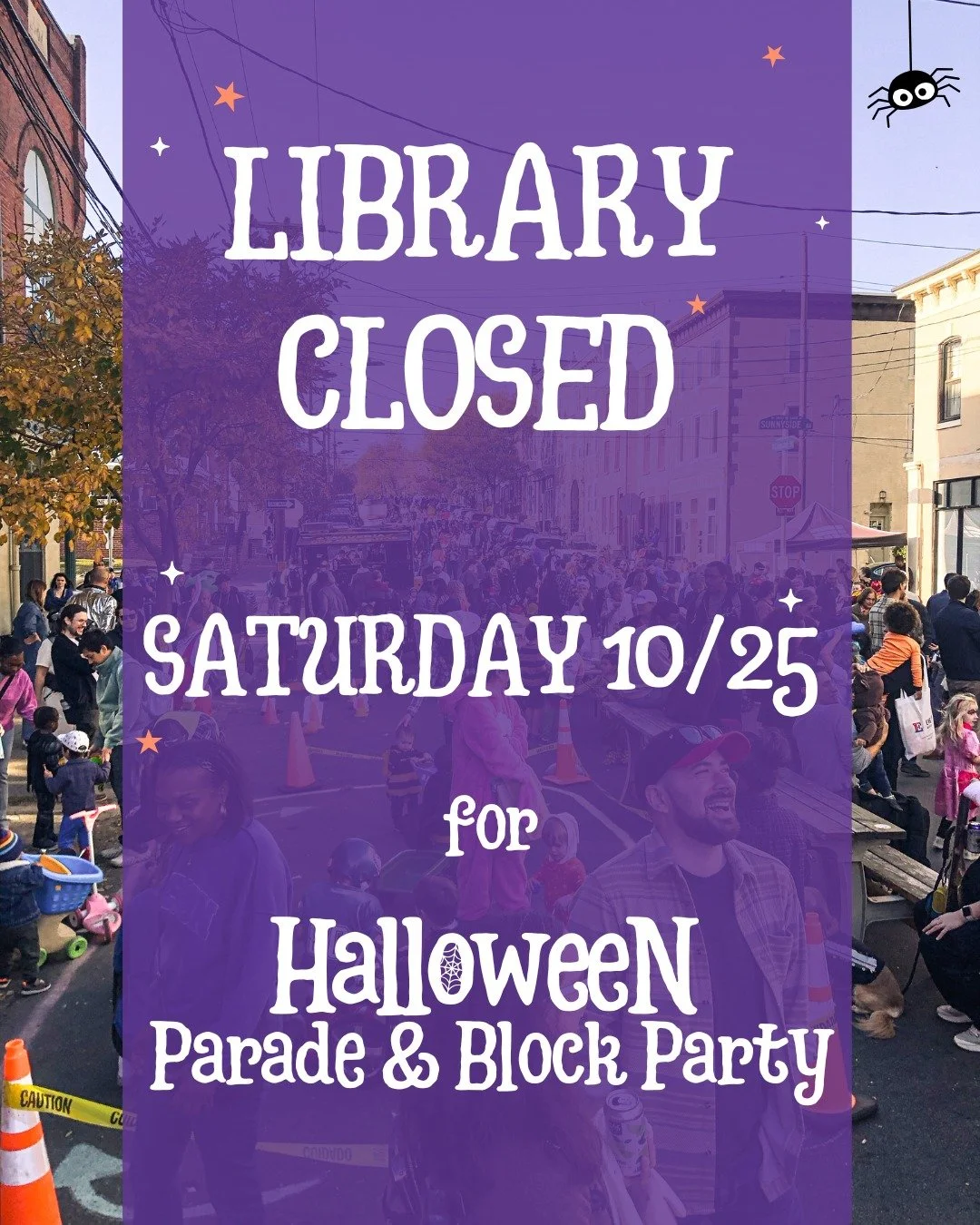 🎃✨ Heads up, Rutabaga friends! ✨🎃

Rutabaga Toy Library will be CLOSED for borrowing and play on Saturday, October 25th &mdash; because we&rsquo;ll be busy celebrating our East Falls Halloween Block Party &amp; Parade! 🧡👻

So skip your usual Satu