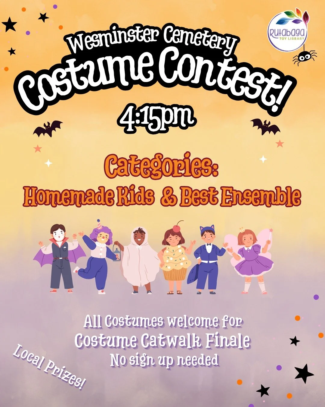 🎃👻 Get ready to show off your spook-tacular style! 👻🎃

It&rsquo;s almost time for the Rutabaga Halloween Costume Contest&mdash; brought to you by our generous sponsor Westminster Cemetery @dignitymemorial &mdash; and this year, we&rsquo;re celebr