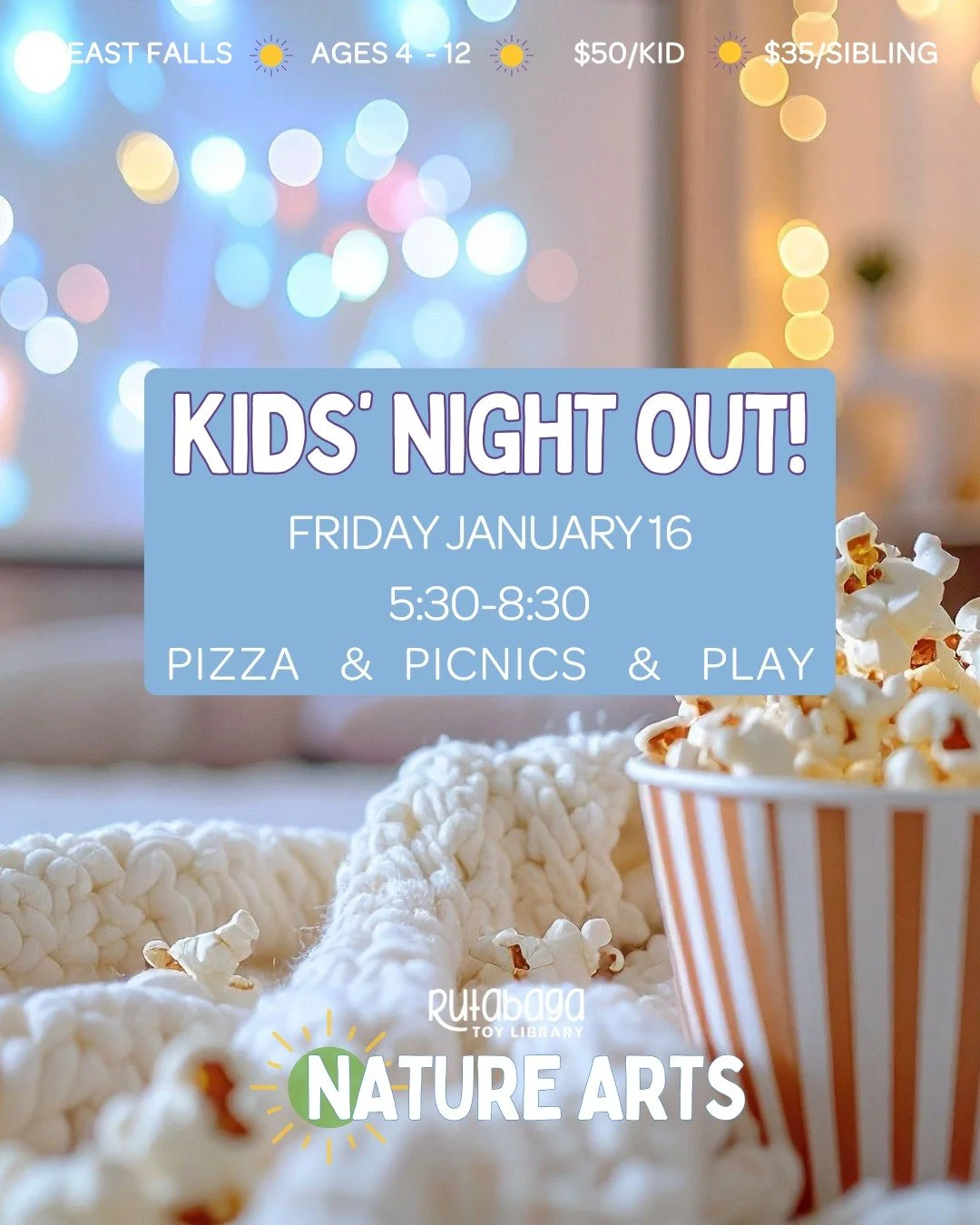 KIDS NIGHT OUT THIS FRIDAY! 🍕🎬✨
Pizza and play for the kiddos, date night (or quiet time 👀) for you!

We&rsquo;re teaming up with Friends of Mifflin for their happy hour happening at the same time! Kids from all families are welcome to join us for
