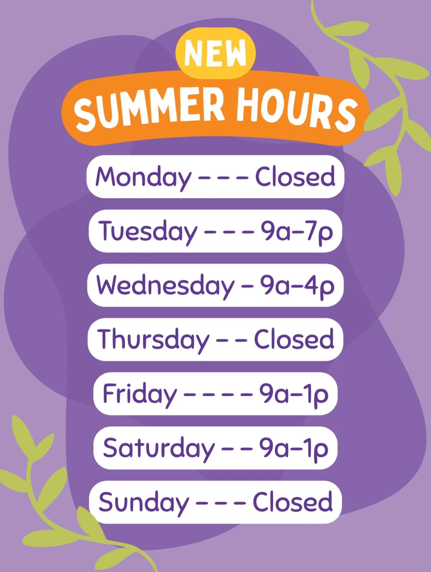 June is just around the corner, and so are our new summer hours! ☀️

Starting next week, Rutabaga Toy Library will be closed for play on Thursdays. We&rsquo;re so excited to be using the time to prepare for our big move!

Members, don&rsquo;t fret: w