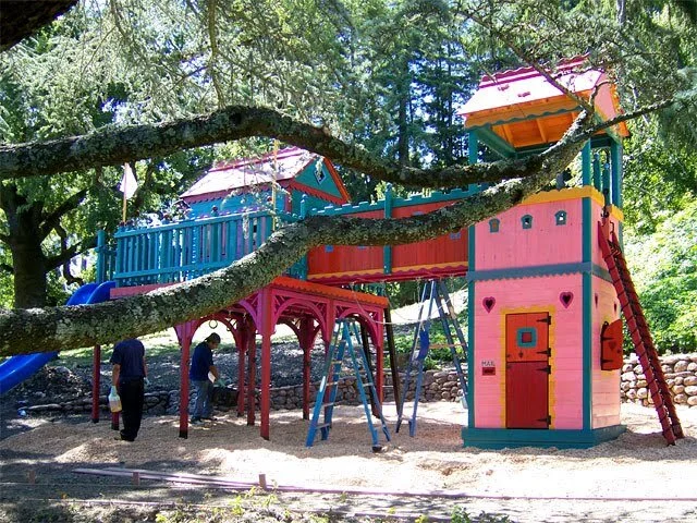 Castle Play Structure: final day of installation