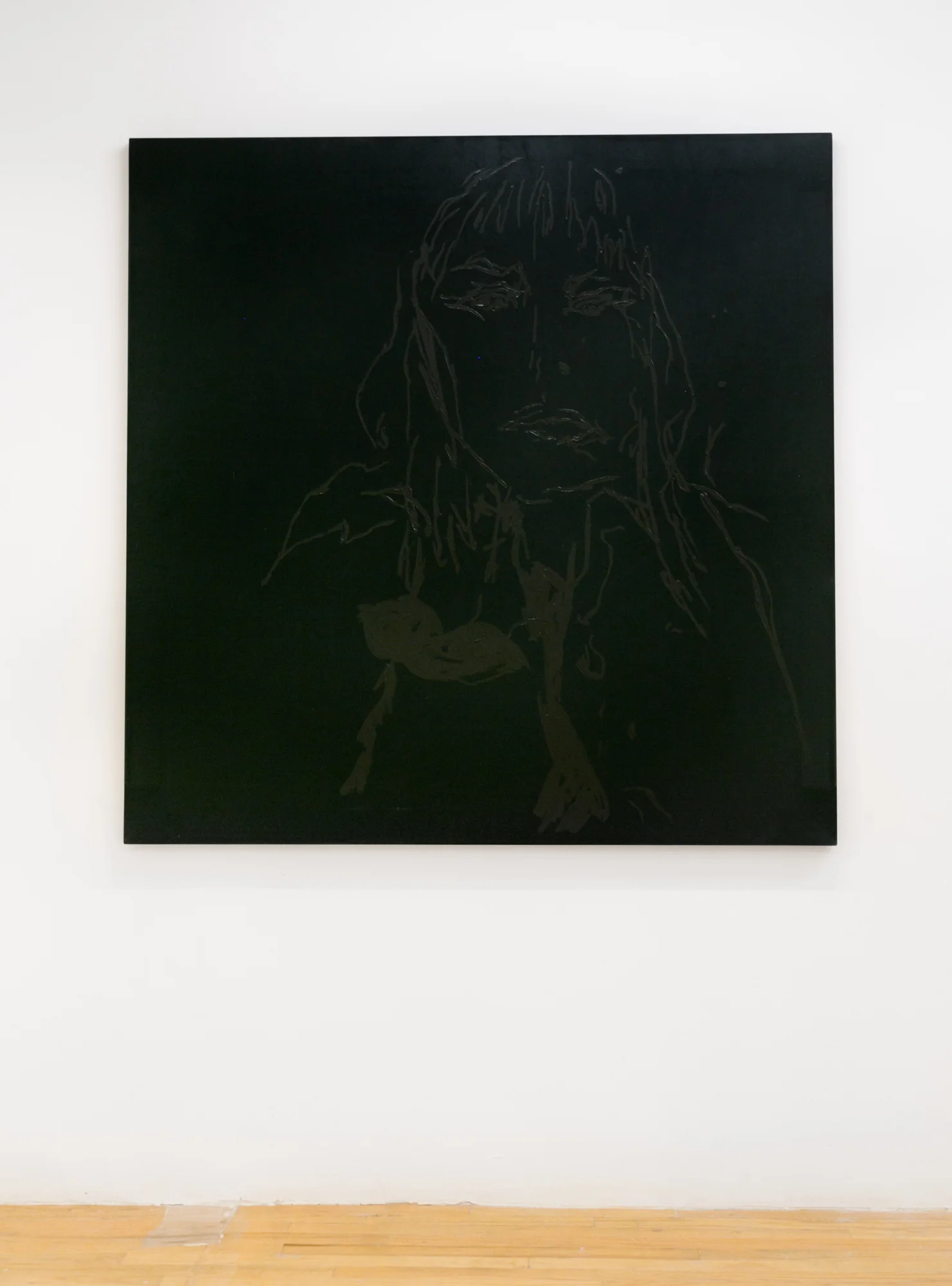 Laura Hunt, Sister , 2018, Spandex, acrylic paint, 48 x 48 inches.