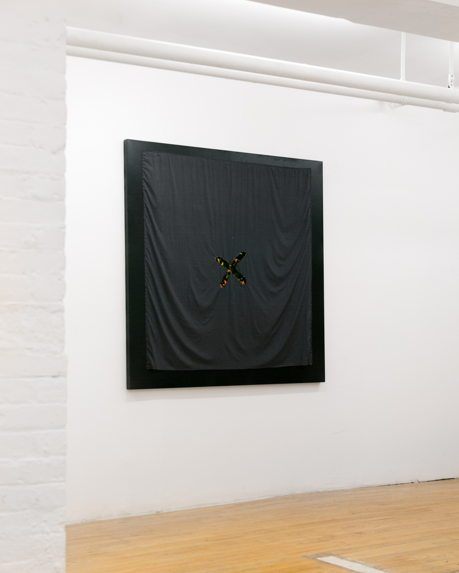  Installation view, Laura Hunt,  Motorcycle Covers , 2018, 321 Gallery, Brooklyn, NY. 